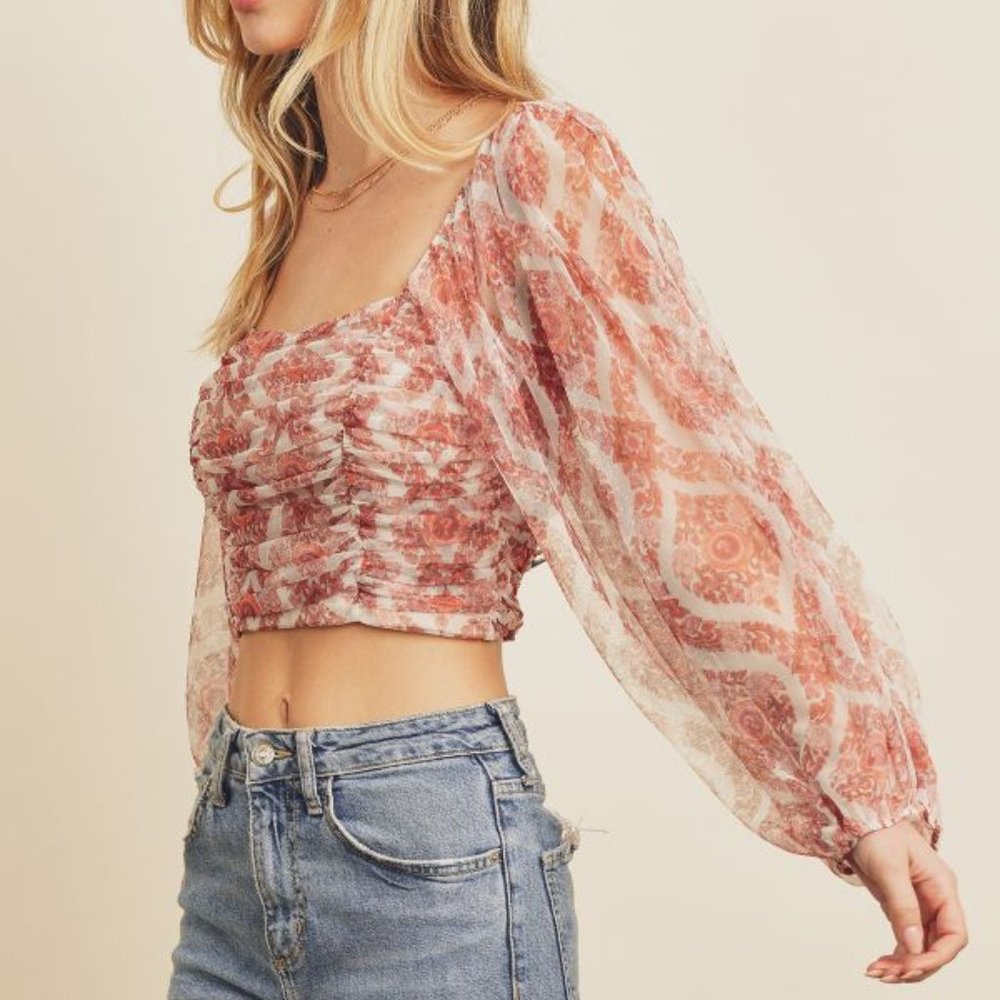 Boho Balloon Sleeve Crop
